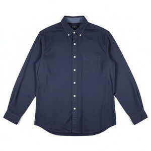 Moyen 100% Cotton Long Sleeve Button Down Shirt Blue L Elevated Essential Preppy